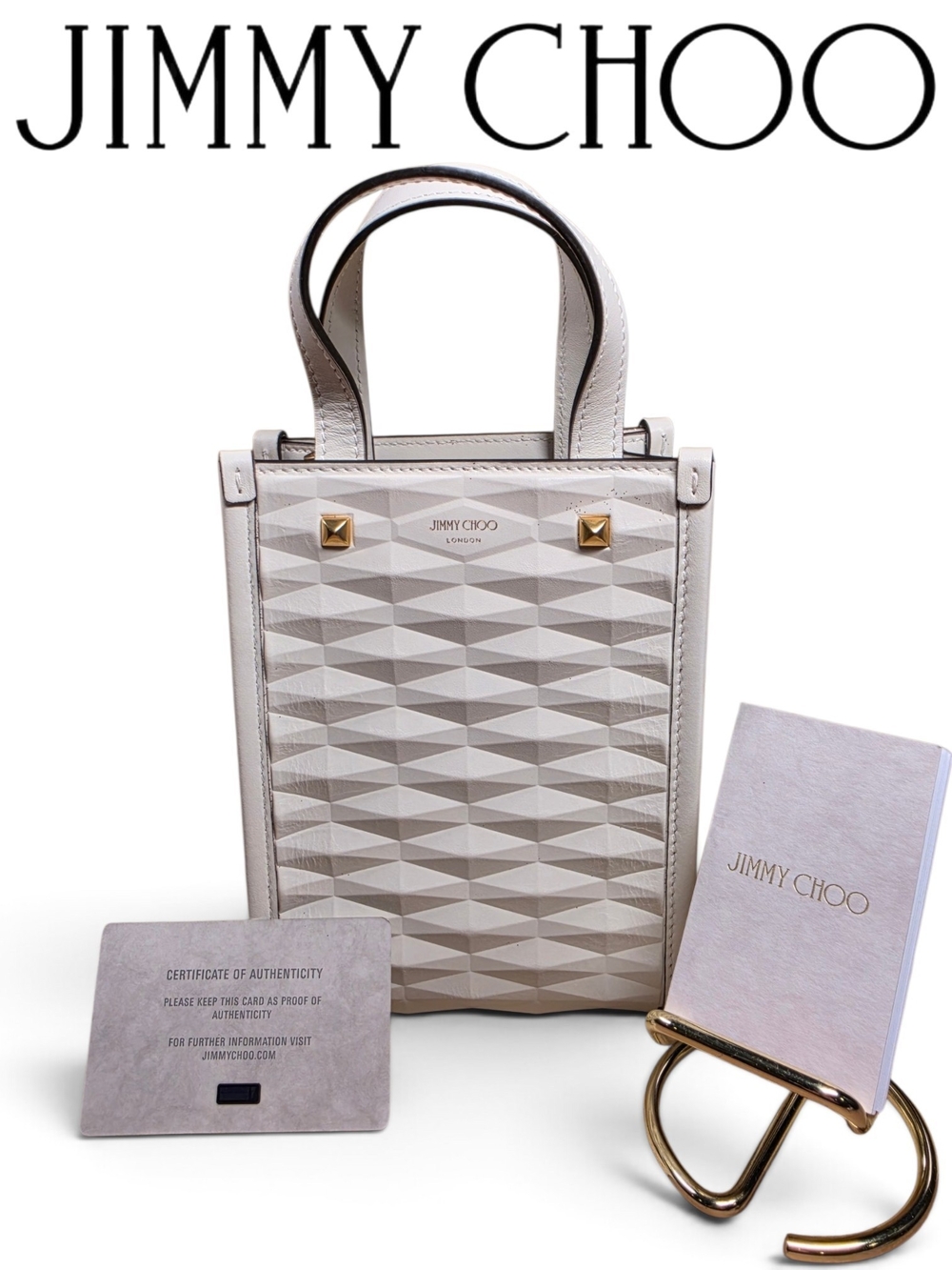 Jimmy Choo Diamond Embossed N/S 3D Leather Mini Crossbody Tote (Retail $1198)